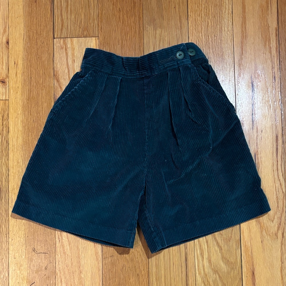 Vintage 1990s Lands’ End Girls Deep Green Corduroy Shorts